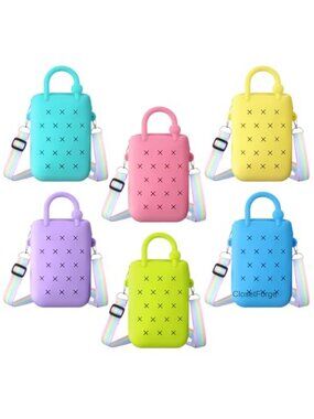 Mini Silicone Tote Bag Set of 6 with Adjustable Straps, Water-Resistant Beach